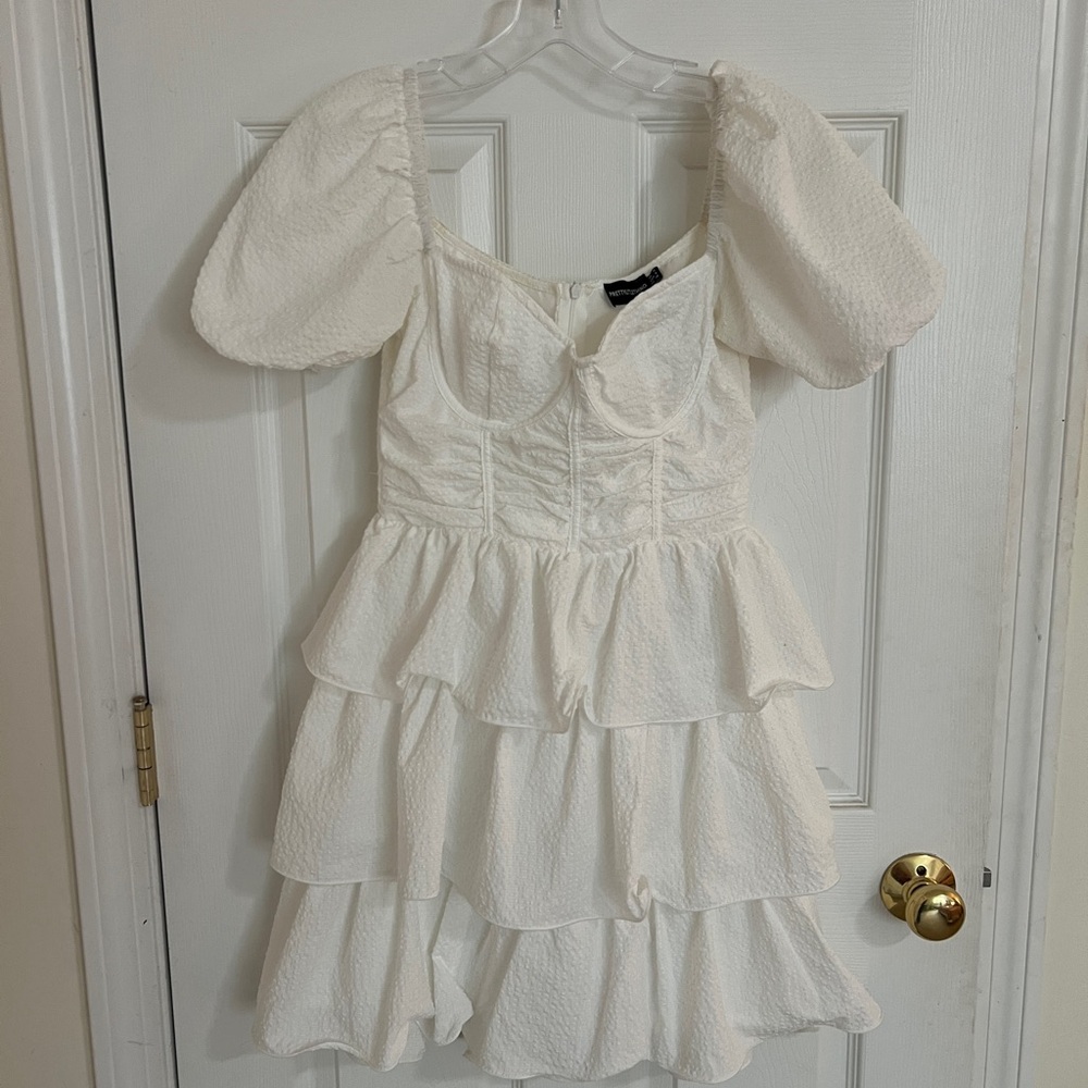 PrettyLittleThing Textured White Dress